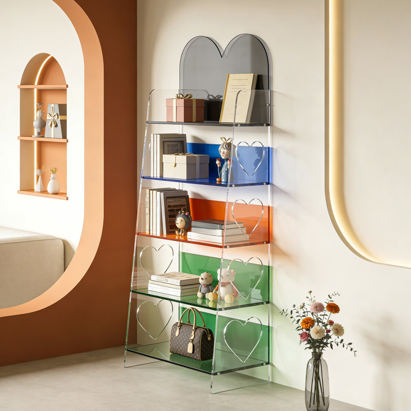 Heart-shaped Acrylic Sturdy Bookcase, 65.75"H x 27.56"W x 11.81"D