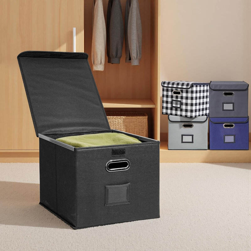Organisateur de dossiers pliable de format lettre - Boîte de rangement suspendue peu encombrante avec couvercle sécurisé