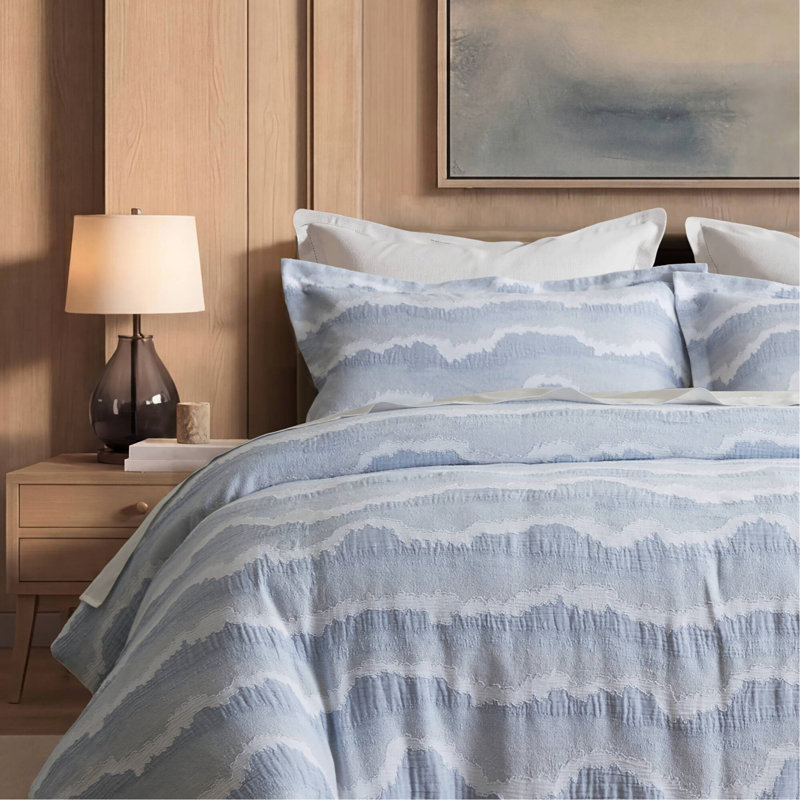 Ensemble de housse de couette en coton 3 pièces pour très grand lit, bleu