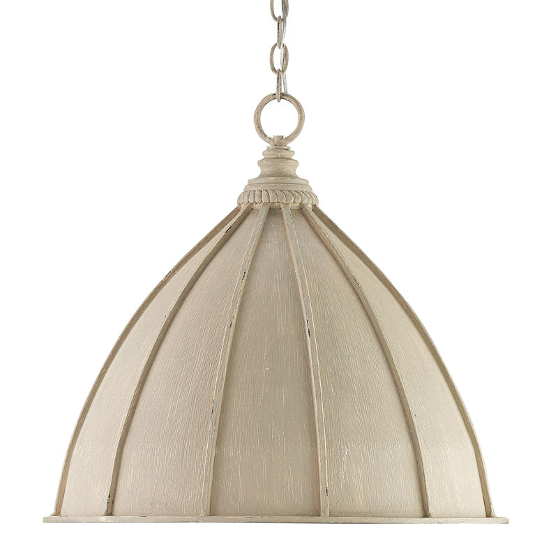 Fenchurch 1 - Light Oyster Cream/Silver Leaf Single Pendant
