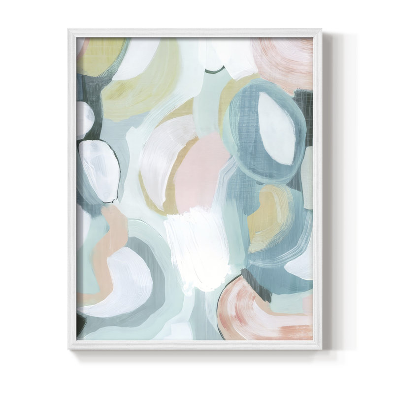 «Pastel Garden Abstraction II», reproduction encadrée - bois massif, H 21 po x l 17 po, Blanc