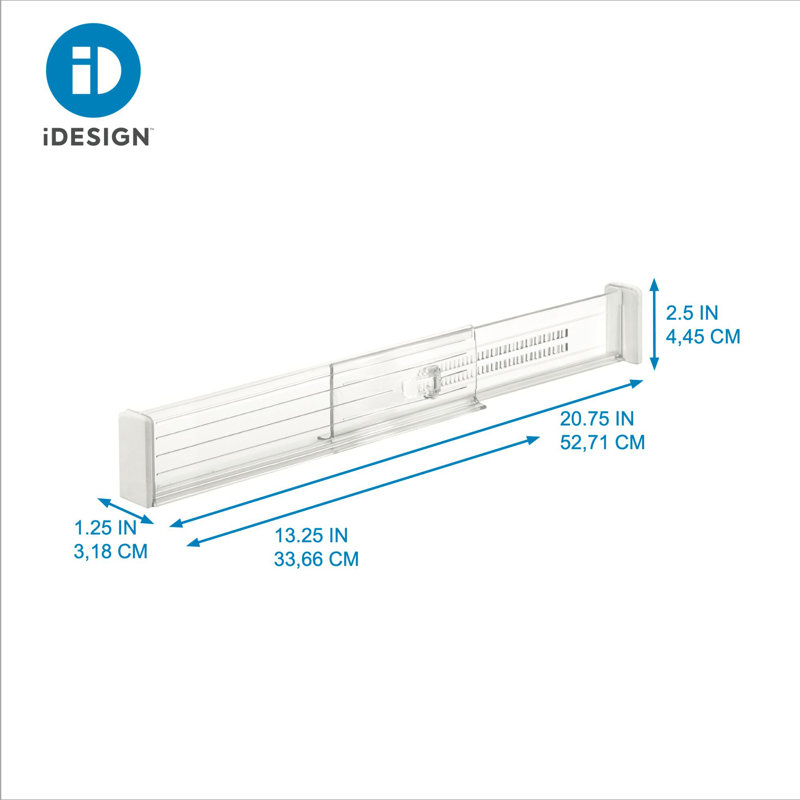 Cloisons de tiroir réglables iDesign Linus, paquet de 2, transparent