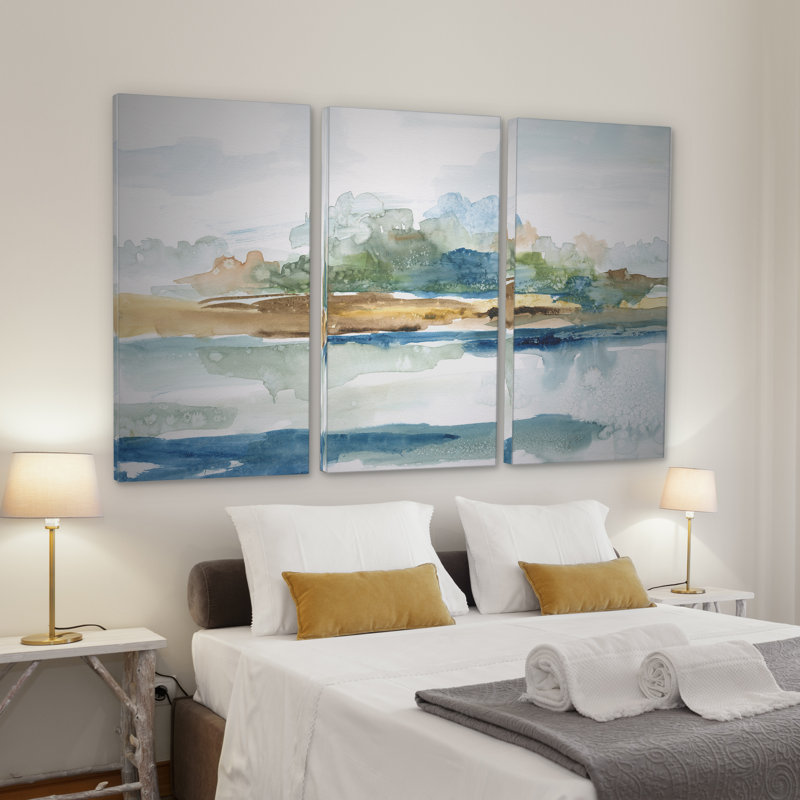 " Blue Solace " 3 - Pieces, 24" H x 36" W x 1.5" D