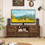 Meuble télé avec 2 portes décoratives tissées, tiroir de rangement et 3 tablettes réglables pour téléviseur 65 po brun rustique-521767292