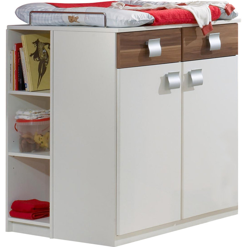 Jalta Changing Table, Alpine white and French walnut