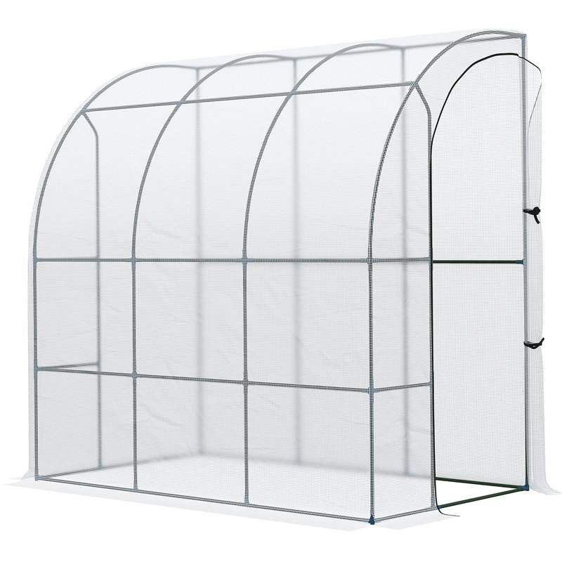 7' X 4' X 7' Outdoor Lean To Greenhouse, Green House Plant Nursery With Roll-Up Window, PE Cover