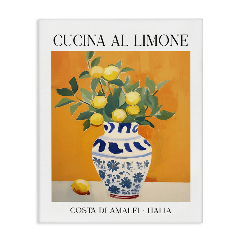 "Lemon Branches in Italian Vase", art mural par lettré et doublé, H 48 po x l 36 po