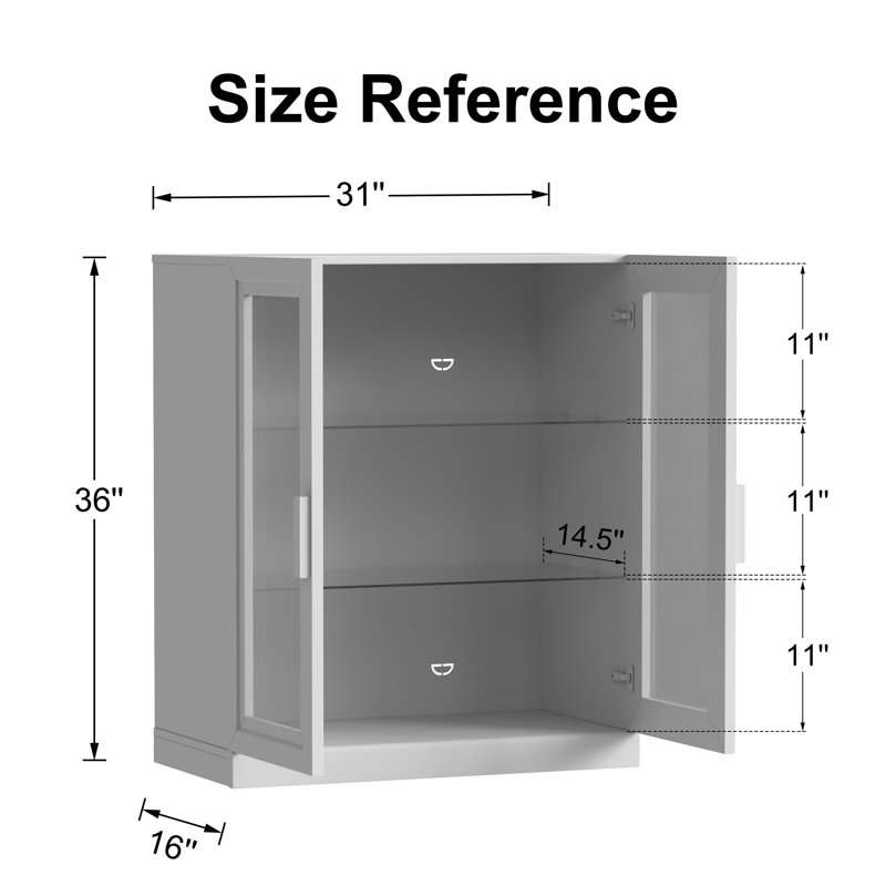 Campeaux Storage Cabinet, 36" H x 31" W x 16“ D, Black