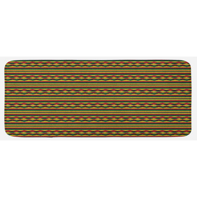 Rustic Striped Synthetic Kitchen Mat