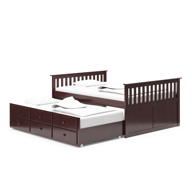 Lit gigogne simple avec tiroirs Marco Island, Espresso, Double