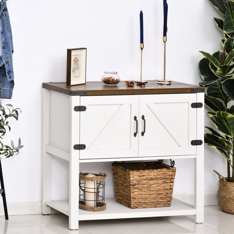 Armoire de bar à porte double Farmhouse, armoire de buffet, armoire de cuisine avec tablette inférieure