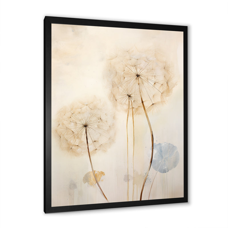 Dandelion Mute Tone IV sur toile, H 20 po x l 12 po x P 1 po, Cadre simple noir