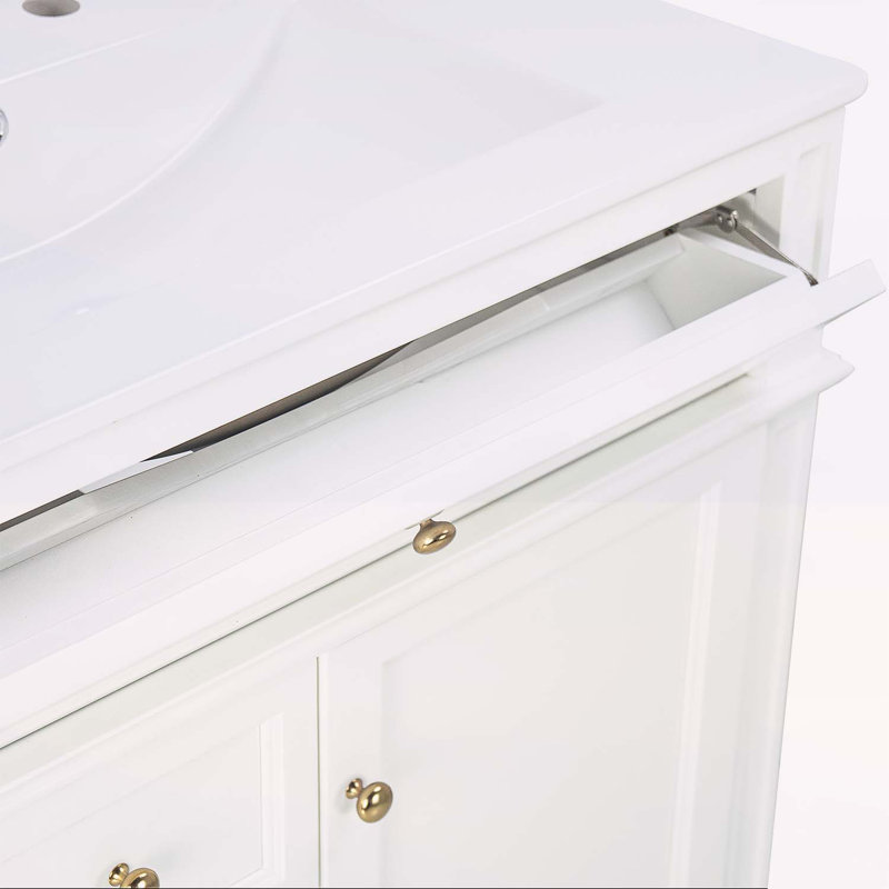 Versatile Bathroom Vanity with Multiple Storage Options and Durable Construction, White