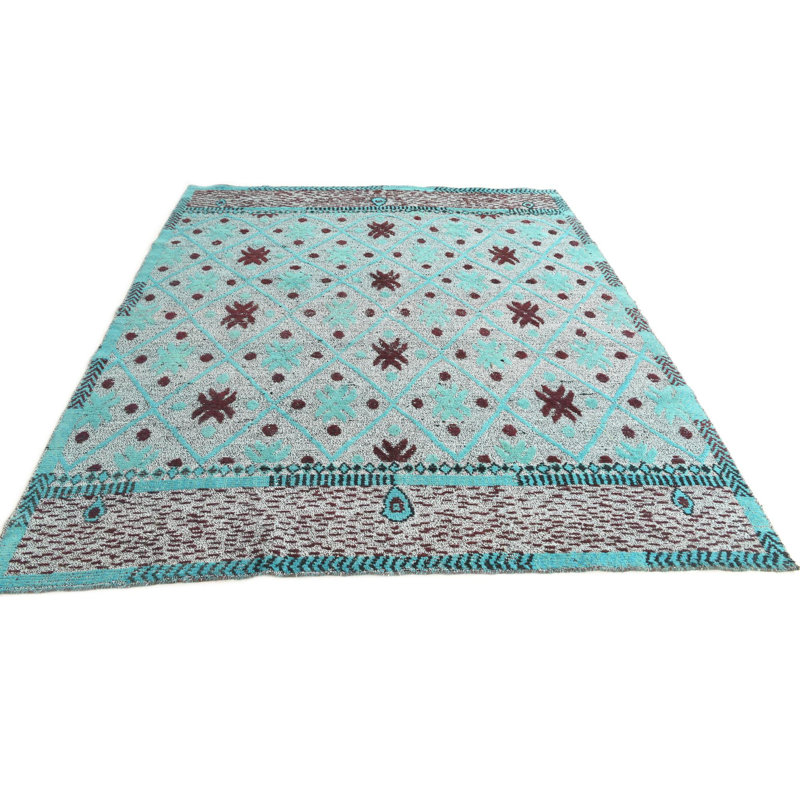 Tapis bleu sarcelle 9 pi 9 po Philip