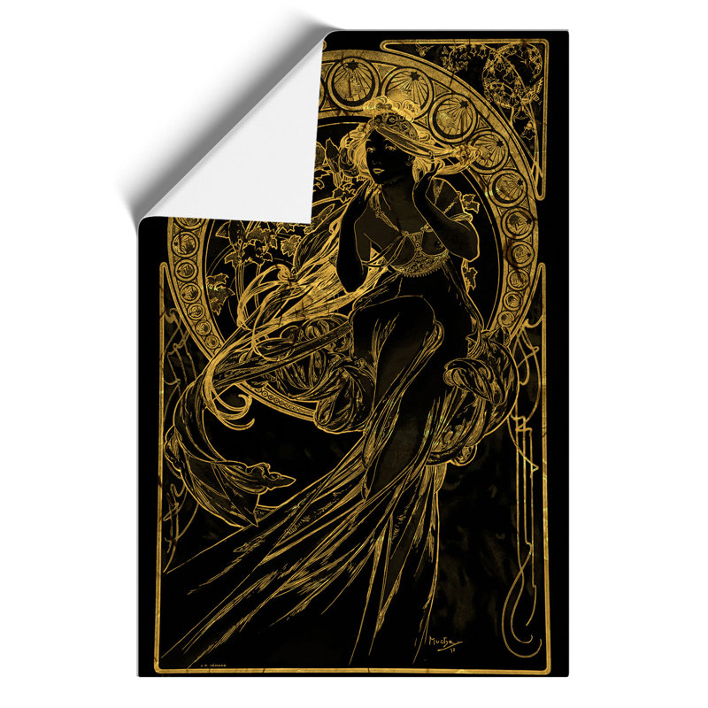 Golden Lady by Alphonse Mucha - Unframed Graphic Art, 42cm H x 30cm W x 0.1cm D