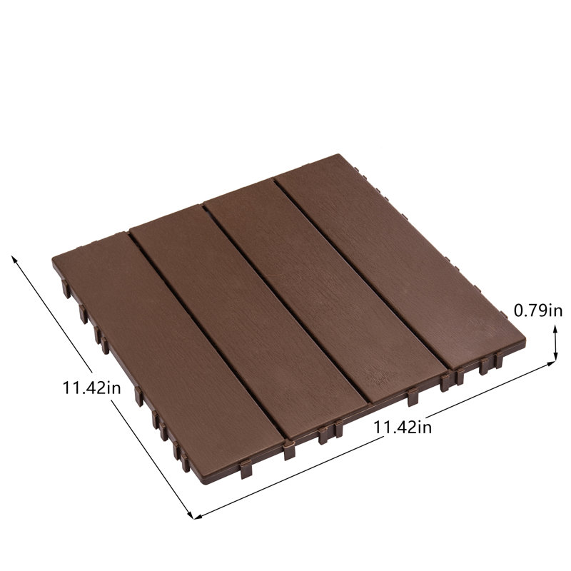 Paquet de 68 tuiles de terrasse en plastique 11,4 "x 11,4", 61,6 pieds carrés