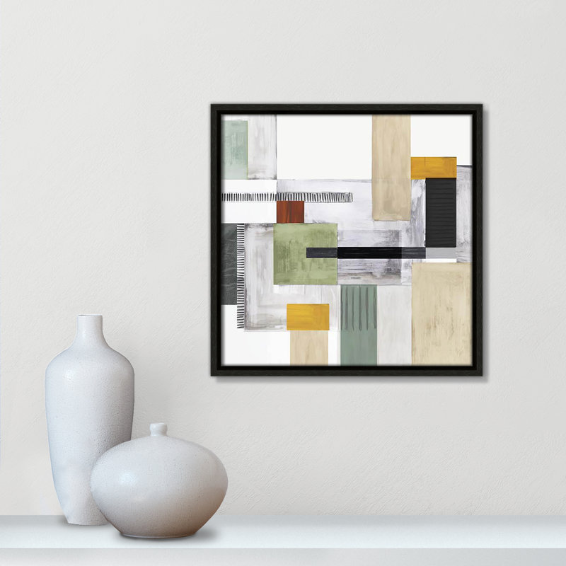 " Playful Blocks ", 13.5" H x 13.5" W x 2" D, Espresso Floater Framed