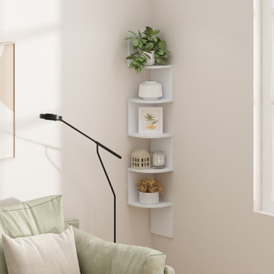 Traeshon Wrought Studio Gionnie 5-Tier Wall Mount Floating Radial Corner Shelf