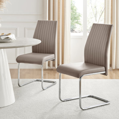 Lazarus Faux Leather Chrome Dining Chairs (Set of 2)