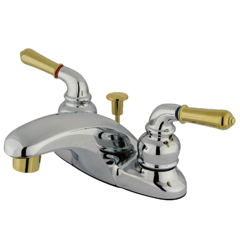 Robinet de salle de bain central à 4 poignées à 3 poignées à 3 trous Kingston Brass Magellan, Sans bonde escamotable