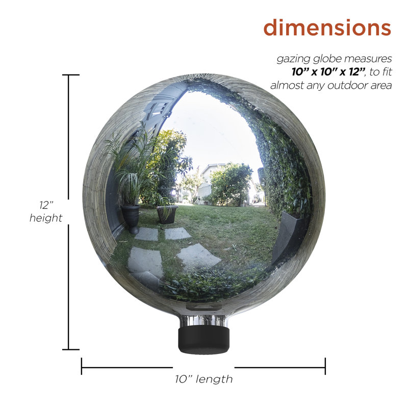 Erma Glass Abstract Gazing Ball, Silver