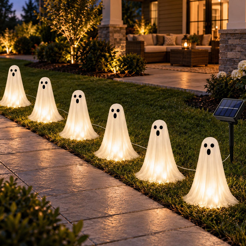 Lot de 6 lampes solaires fantômes à piquer avec 8 modes d'éclairage