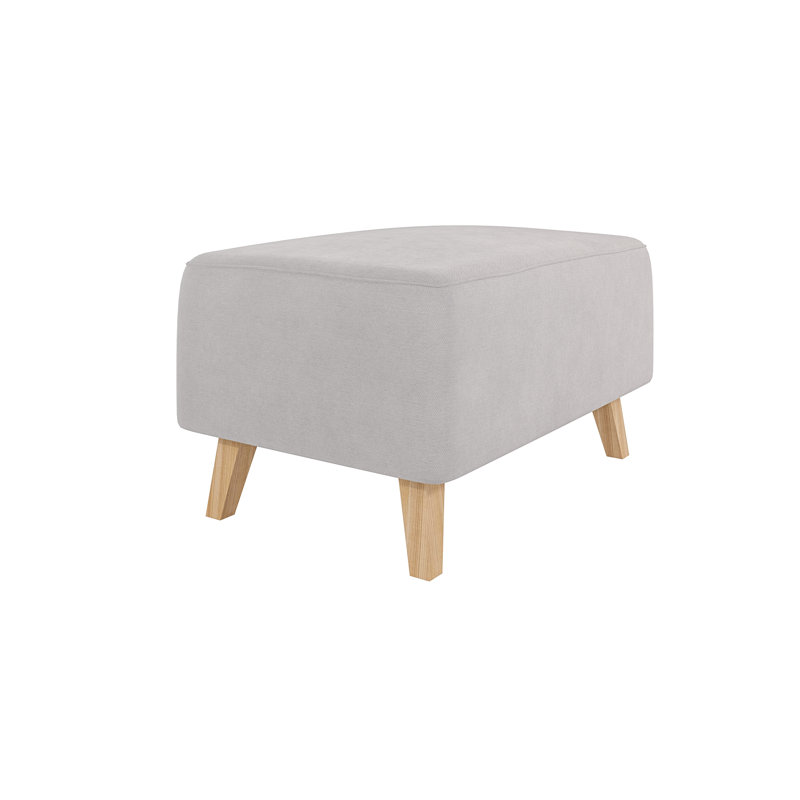 Footstool with Wooden Legs In Scandinavian Style , Silver