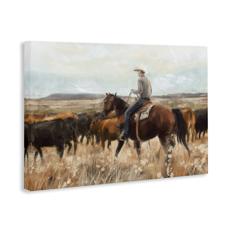 Art mural sur toile Cowboy, H 16 po x l 24 po