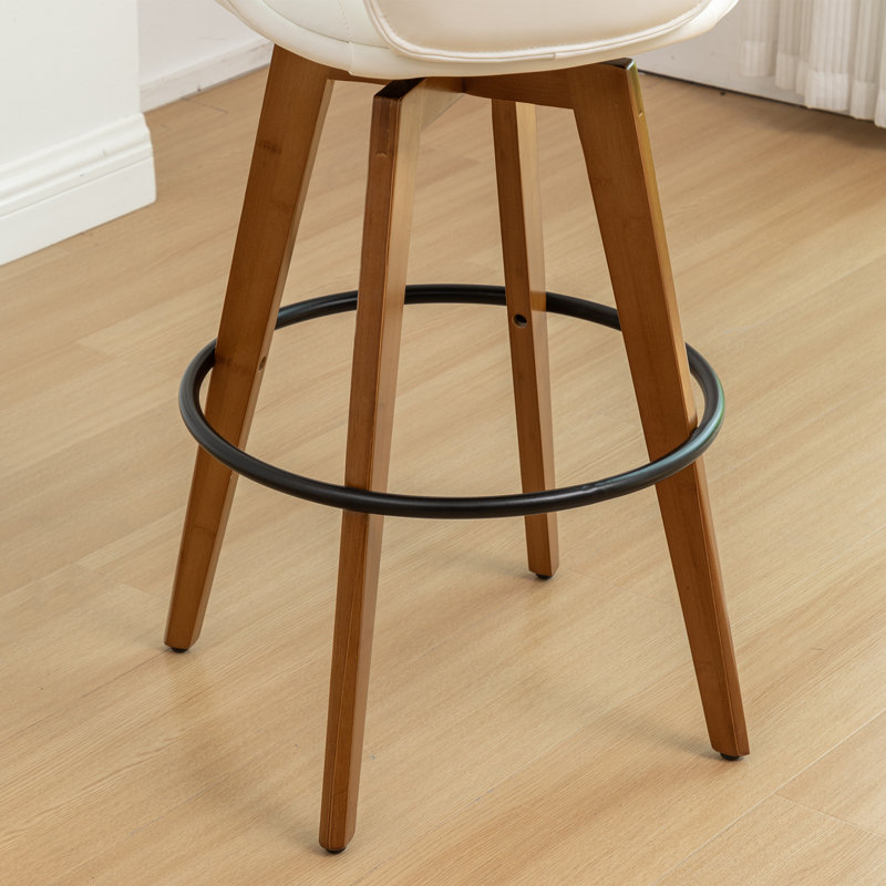 Bartonville Swivel Bamboo Stools, Counter Stool (26.6" Seat Height), White