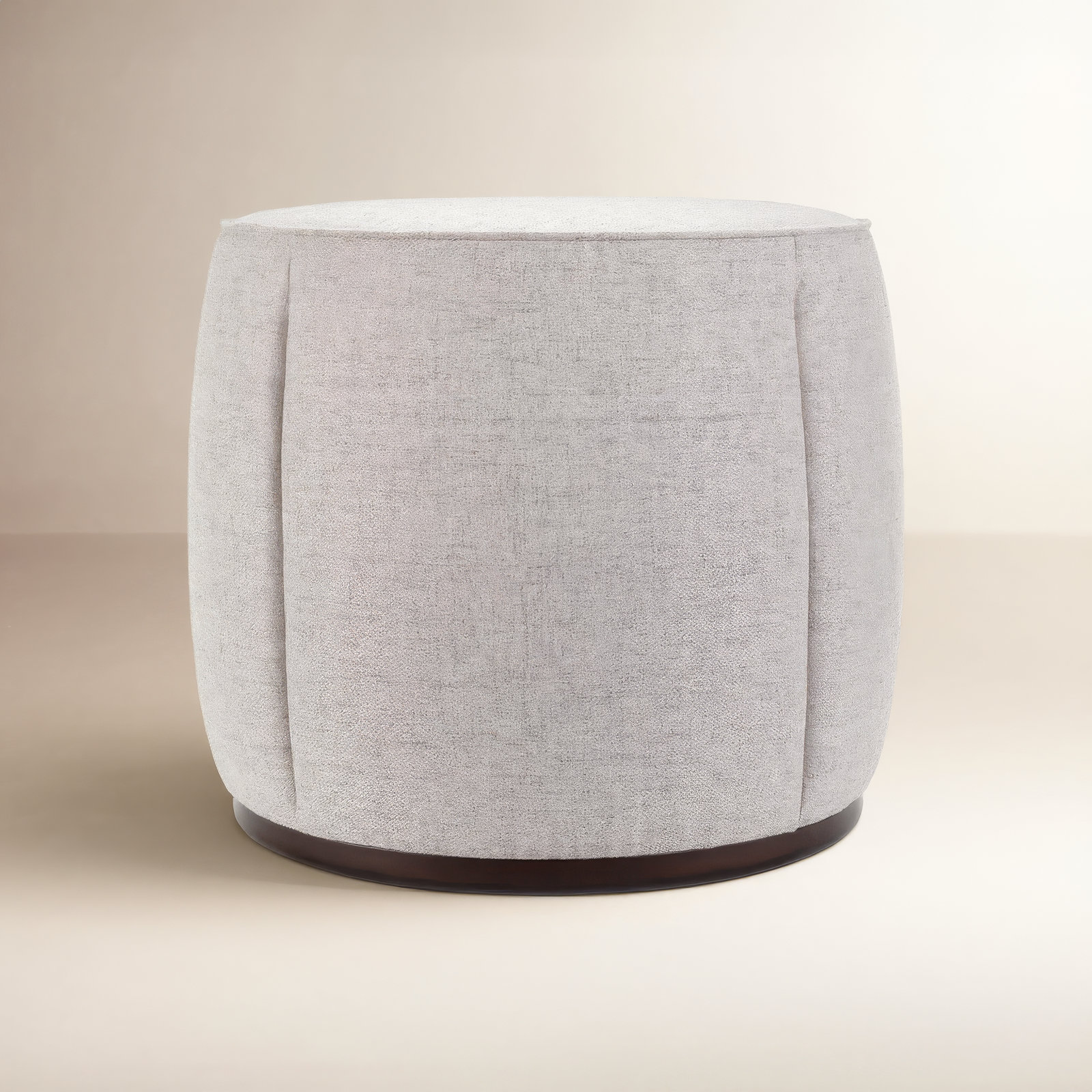 Alexandria 24" Round Ottoman, White polyester