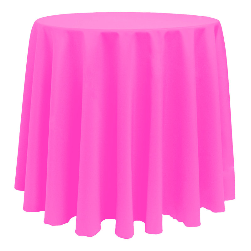 Jonina Solid Color Round Tablecloth, 108" x 108", Neon Pink