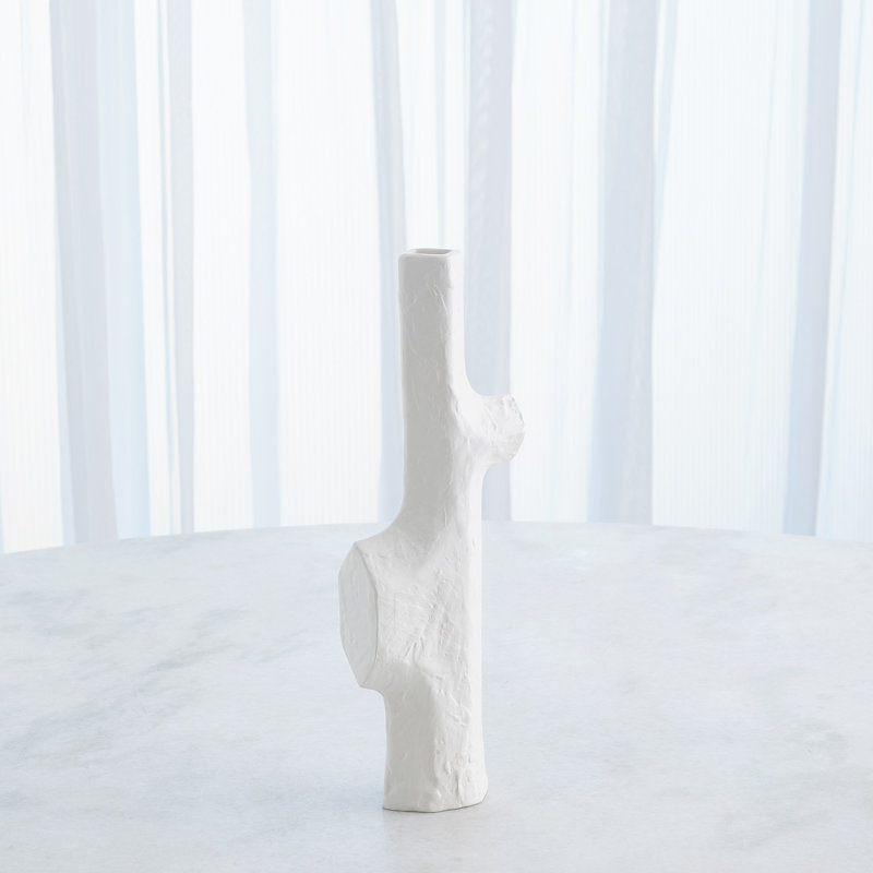 Tiered Trunk Vase-Matte White-Lg, 14" H x 5" W x 2 D
