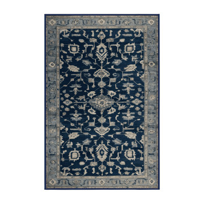 Machine Washable Overdyed Blue Area Rug