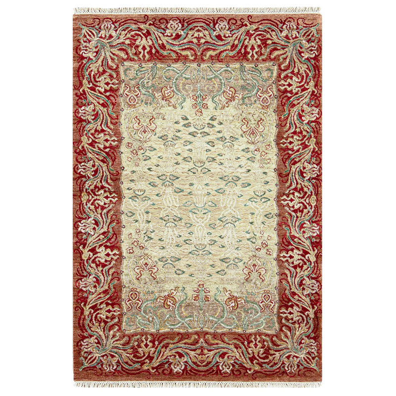 Hand-Knotted Wool GOLD / RED Area Rug