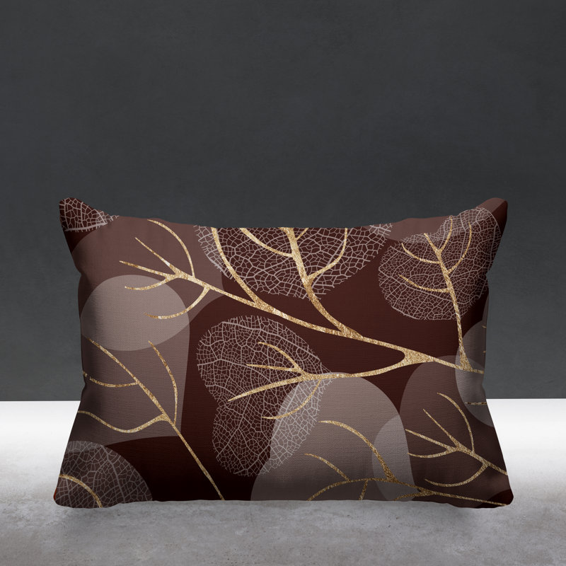 Coussin lombaire intérieur / extérieur Baka Leafs, Brun / or