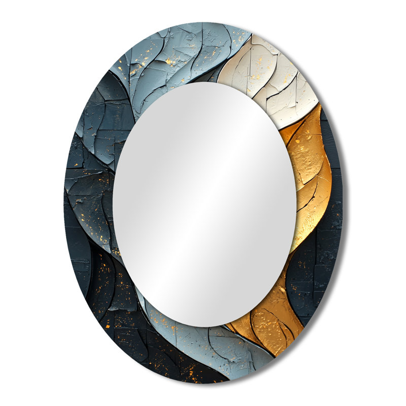 Miroir mural ovale gris doré, 43 po x 33 po
