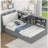 Wood Twin Size platform bed with Storage Headboard, Shelves and 2 Drawers, Gray-1248065044
