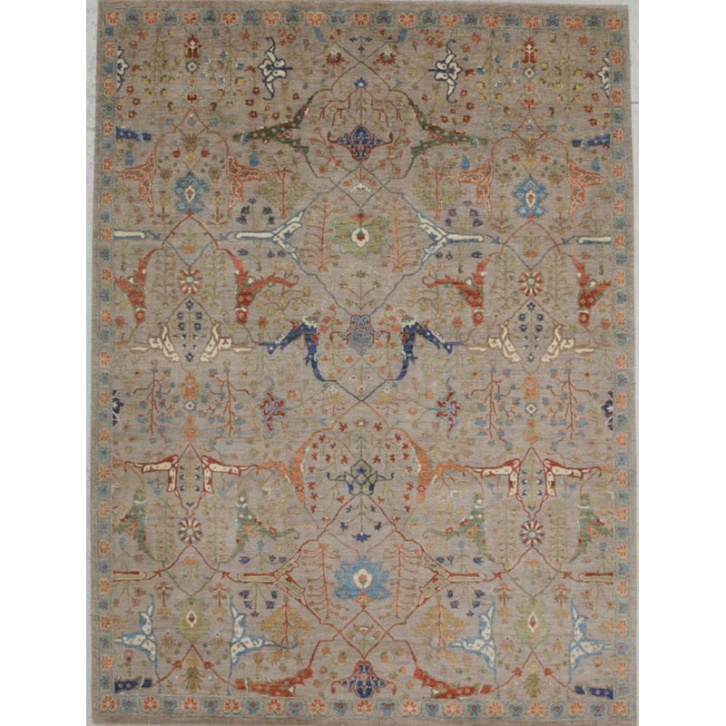 Transitional One-of-a-Kind Rectangle 8'11" x 12' Rectangle Wool Area Rug in Tan