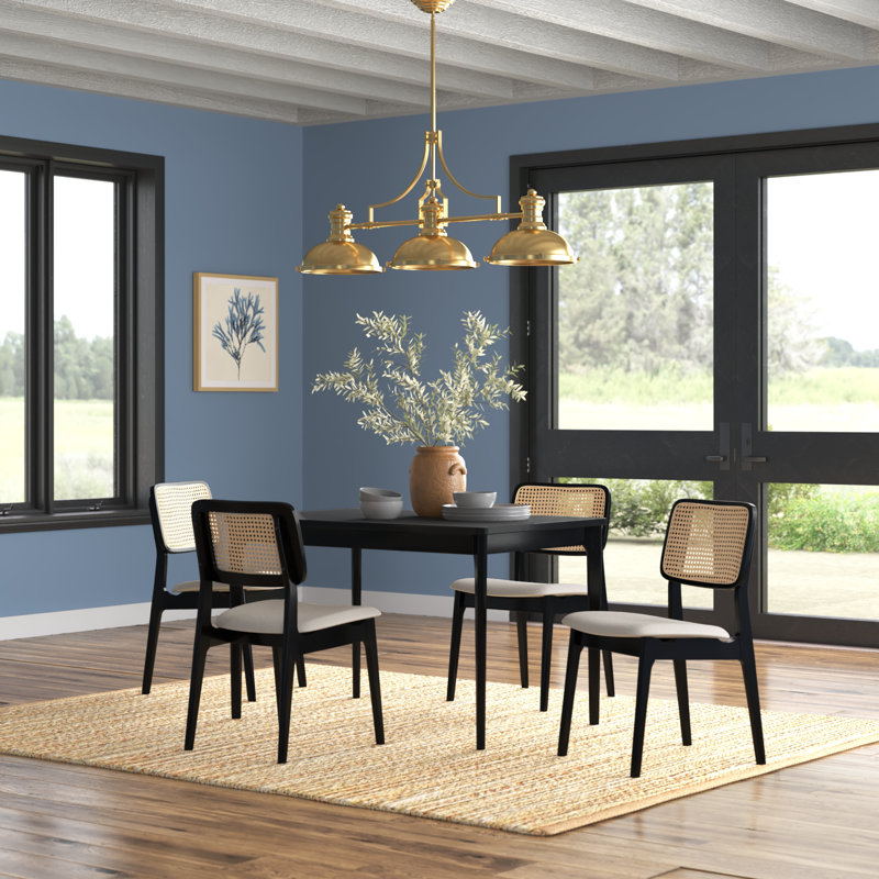 Nancy 4 - Person Four Leg Dining Set, Black, Cream