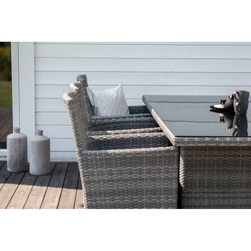 Newlin Patio Dining Armchair with Cushion, Grey