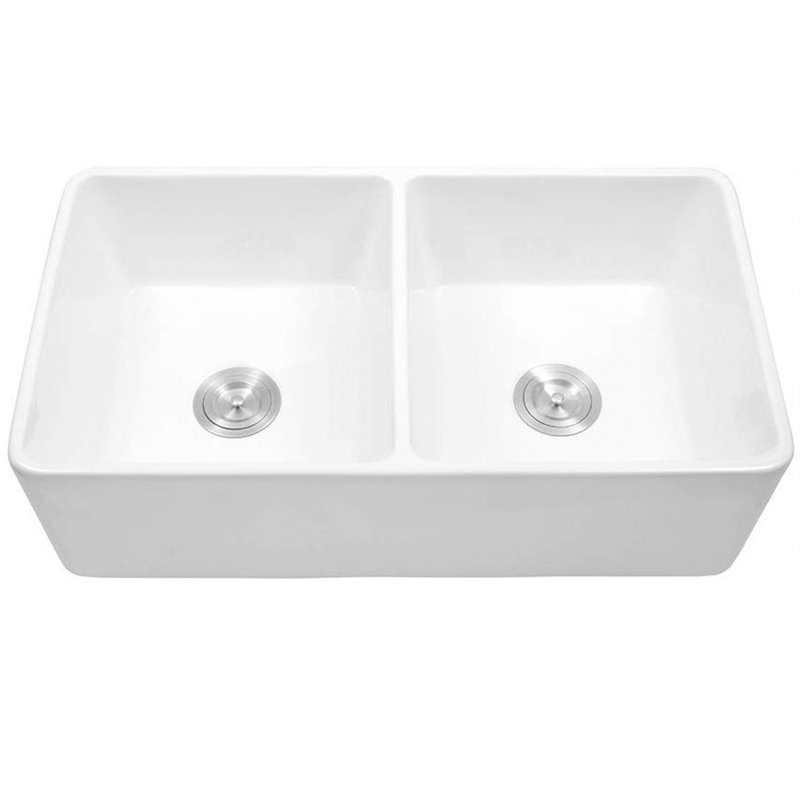32.28'' L Double Bowl Fireclay Kitchen Sink