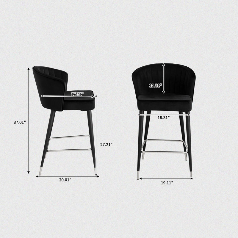 Tabouret de bar 27,22 po Bréham, Noir
