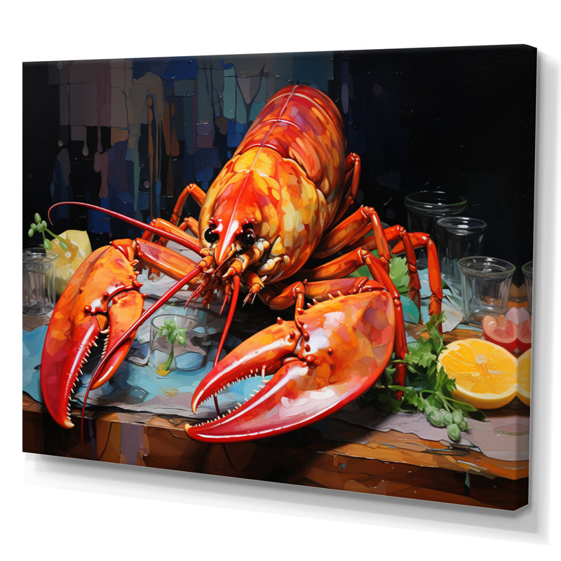Red Lobster Meal Framed On Canvas Print, Toile tendue, H 34 po x l 44 po x P 1,5 po