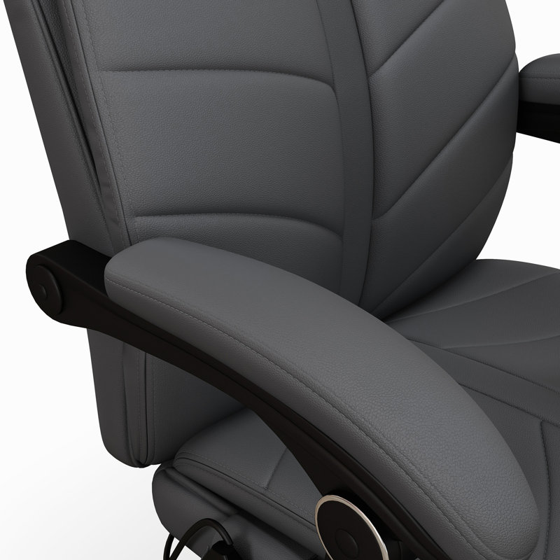 4 fauteuils de massage avec support pour les jambes, hauteur réglable, inclinable chauffant, cuir d'unité centrale, roues pivotantes, bureau inclinable gris 4, gris, chauffant, roues