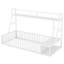 Structure de lit grande taille avec clôture de sécurité, lit de sol en métal avec bureau et tablettes de rangement, maisonnette pour enfants,-15241055-15241049
