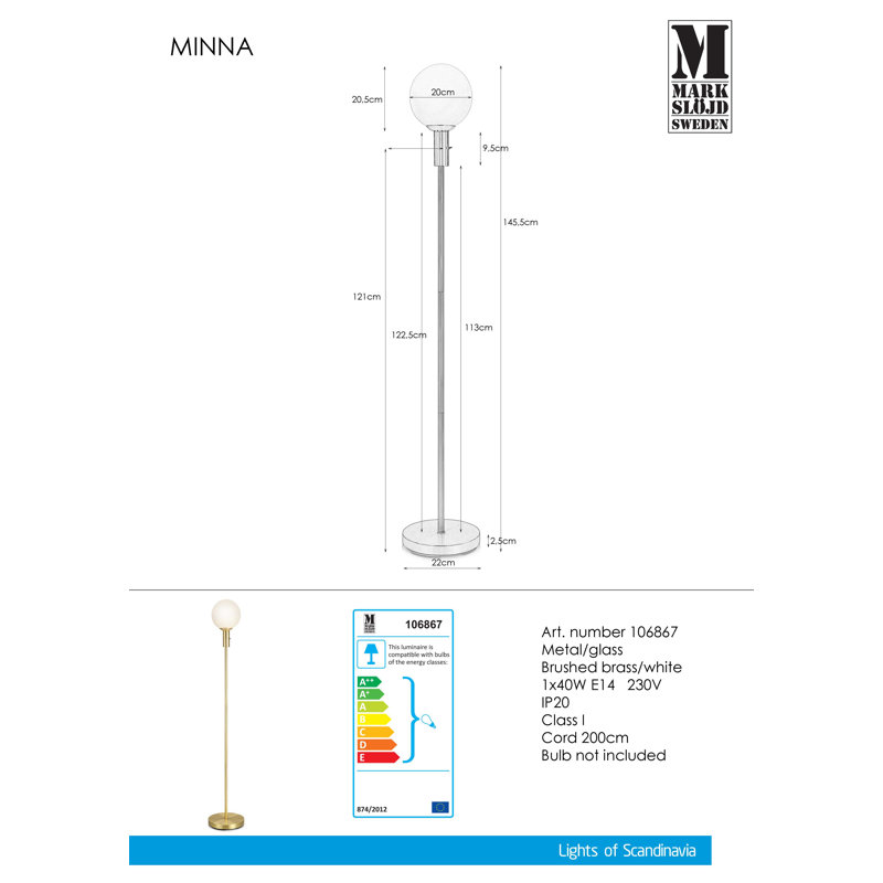 Andreas 145.5cm Traditional Floor Lamp
