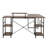 Techni Mobili L-Shape Industrial Desk With Storage Shelves, Walnut