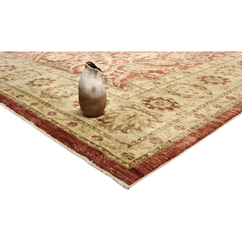 Tapis rouge / beige en laine noué à la main Denver
