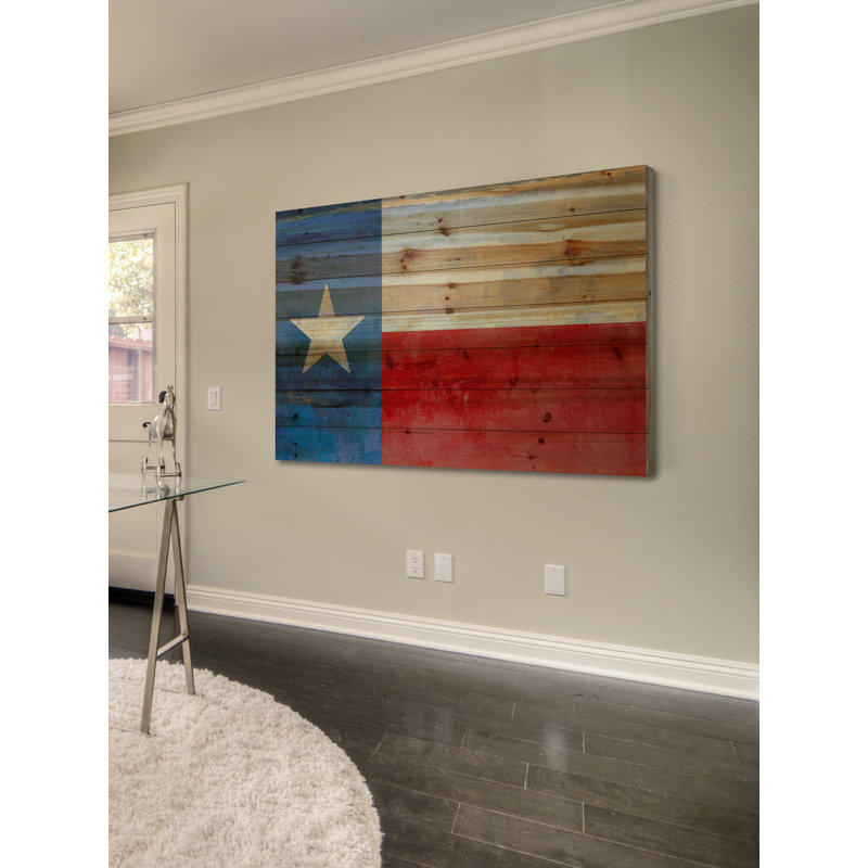 «Texas Red and Blue», reproduction d'art sur bois, H 40 po x l 60 po x P 1,5 po