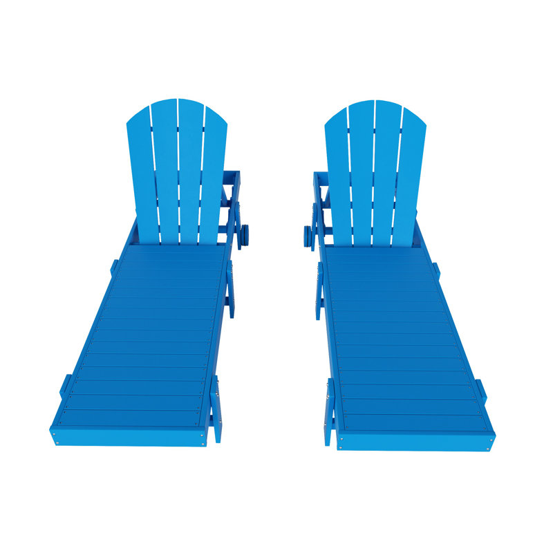 Ensemble de chaises longues inclinables extérieures en poly Lagune, Bleu pacifique